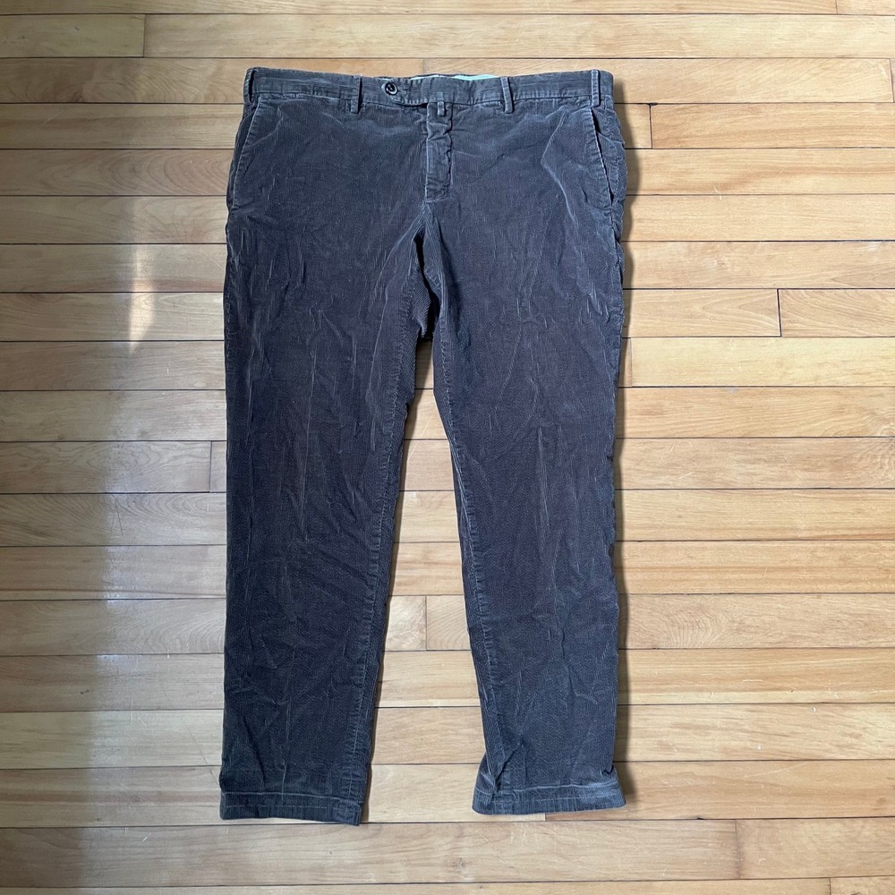 PT Torino Mens Slim Fit Stretch Corduroy Pants Charcoal Grey Size 54 IT 38 US